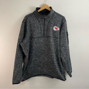 Antiqua 1/4 Zip Long Sleeve Black White Kansas City Chiefs Pullover Mens 2XL